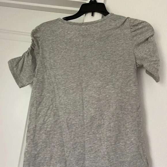 Basic Editions Girls Sequin Grey Pink Tee 14 /16 Size XL ruffled shoulder sleeve - Picture 6 of 9